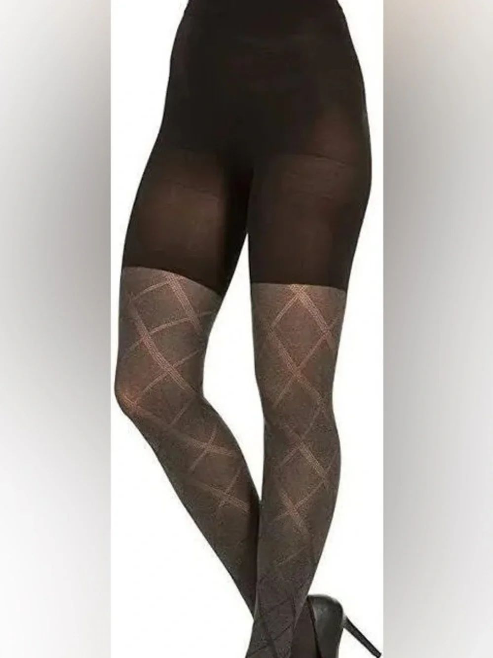 NWT Classic Black Flipside Diamond Reversible Shaping Tights Assets bySpanx Sz 2